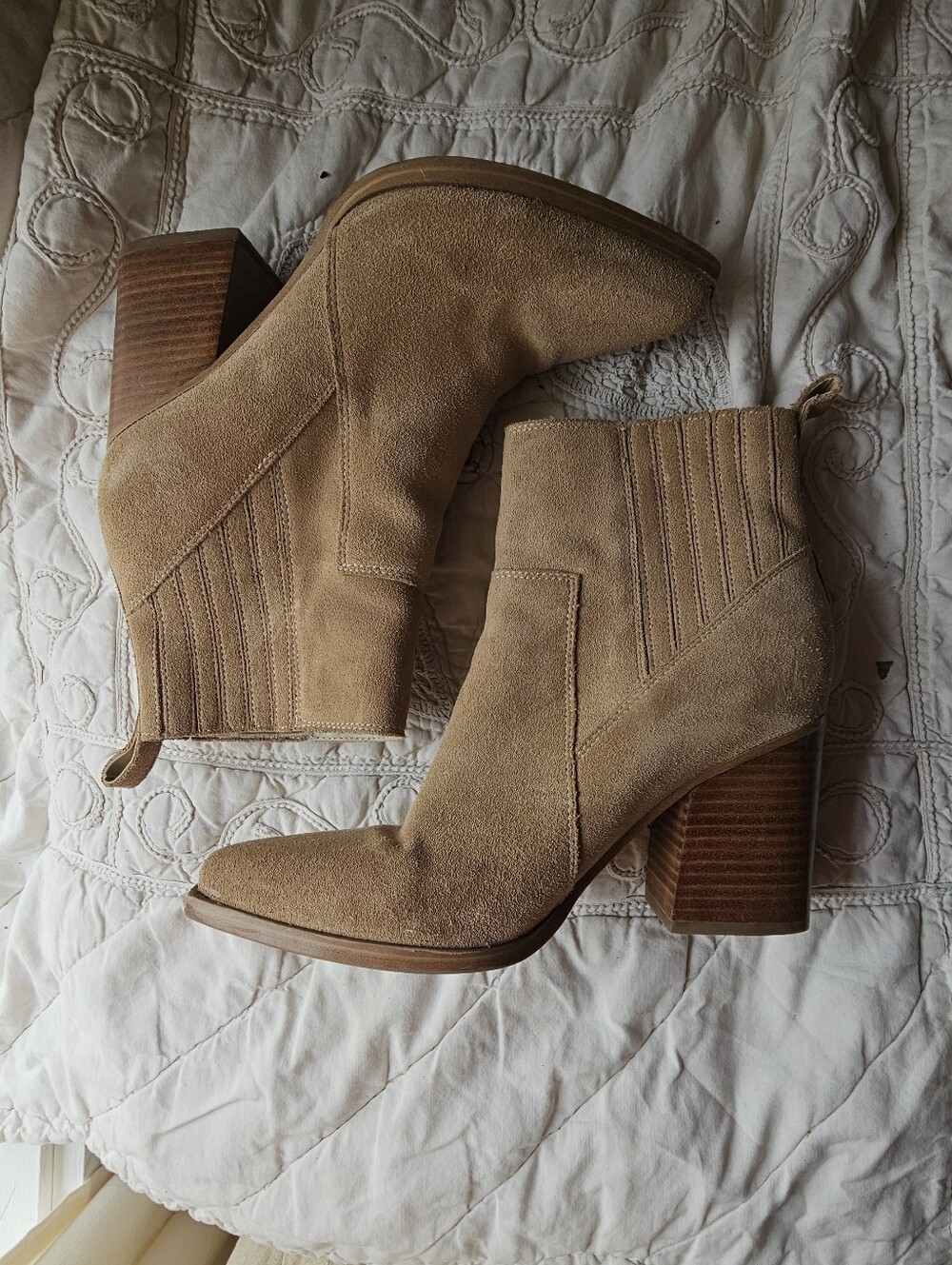 Genuine Leather Suede Block-Heel Ankle Boots